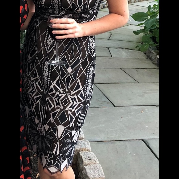 BCBG Fitted Black Lace Dress - Picture 1 of 2